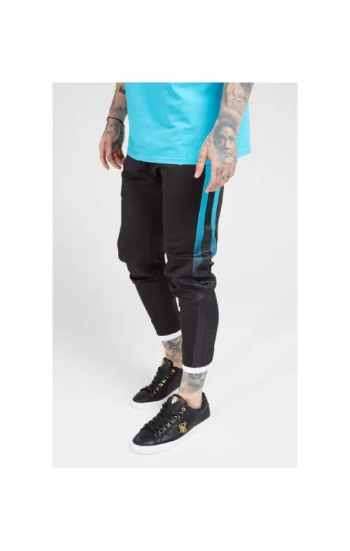 SikSilk Fitted Tape Track Pants – Black & Teal sold by Siksilk