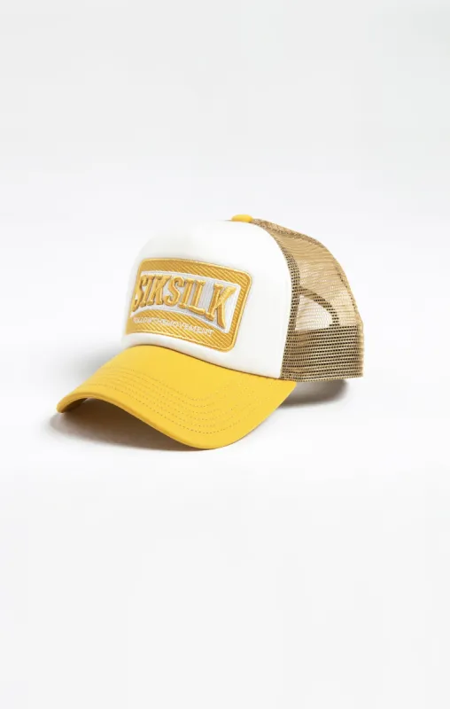 White Yellow Foam Front Mesh Trucker sold by Siksilk