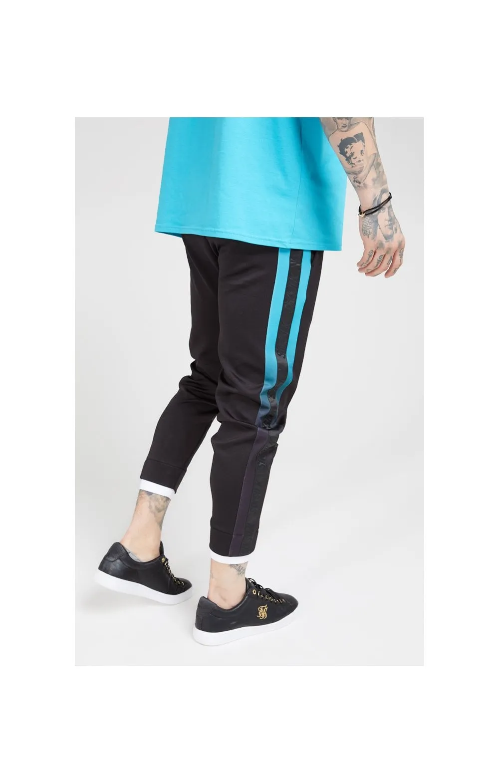 SikSilk Fitted Tape Track Pants – Black & Teal sold by Siksilk product image thumbnail 5