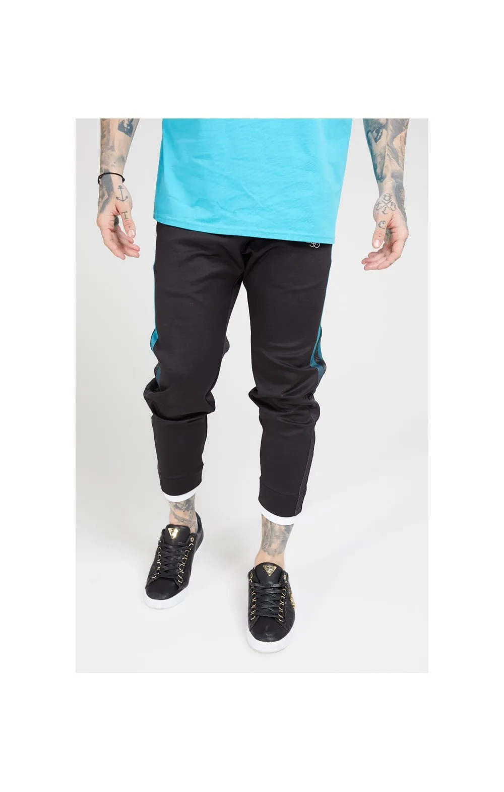 SikSilk Fitted Tape Track Pants – Black & Teal sold by Siksilk product image thumbnail 2