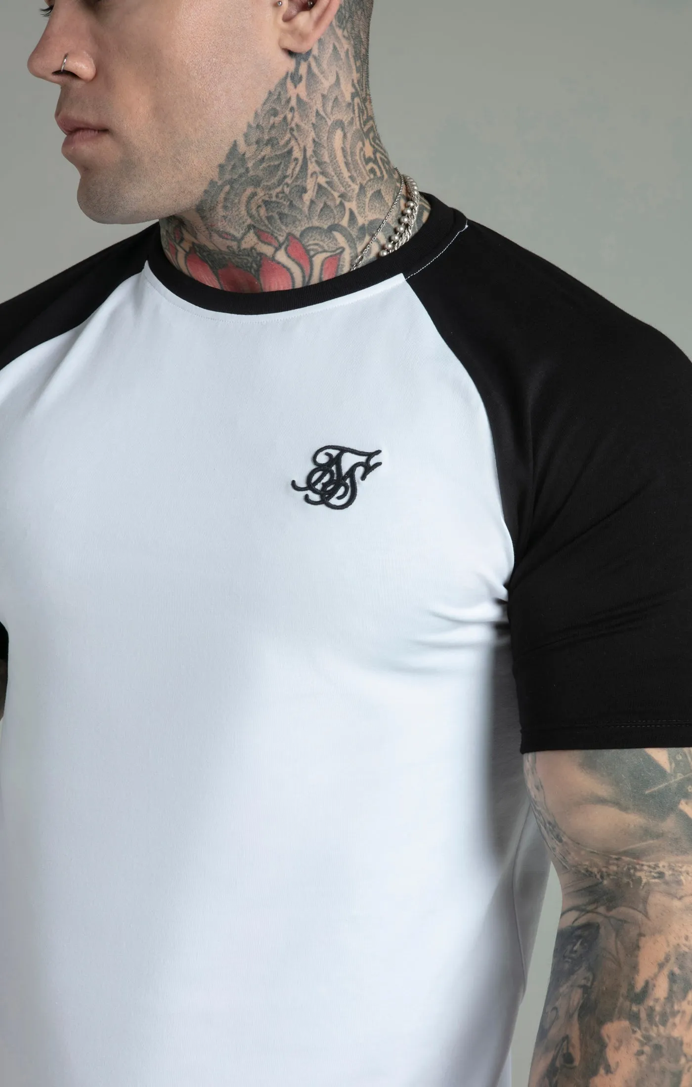 White Black Raglan T-Shirt sold by Siksilk product image thumbnail 3