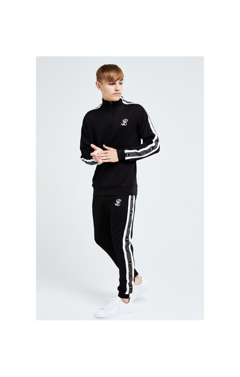 Illusive London Diverge 1/4 Zip Hoodie Black Gold & White sold by Siksilk product image thumbnail 2