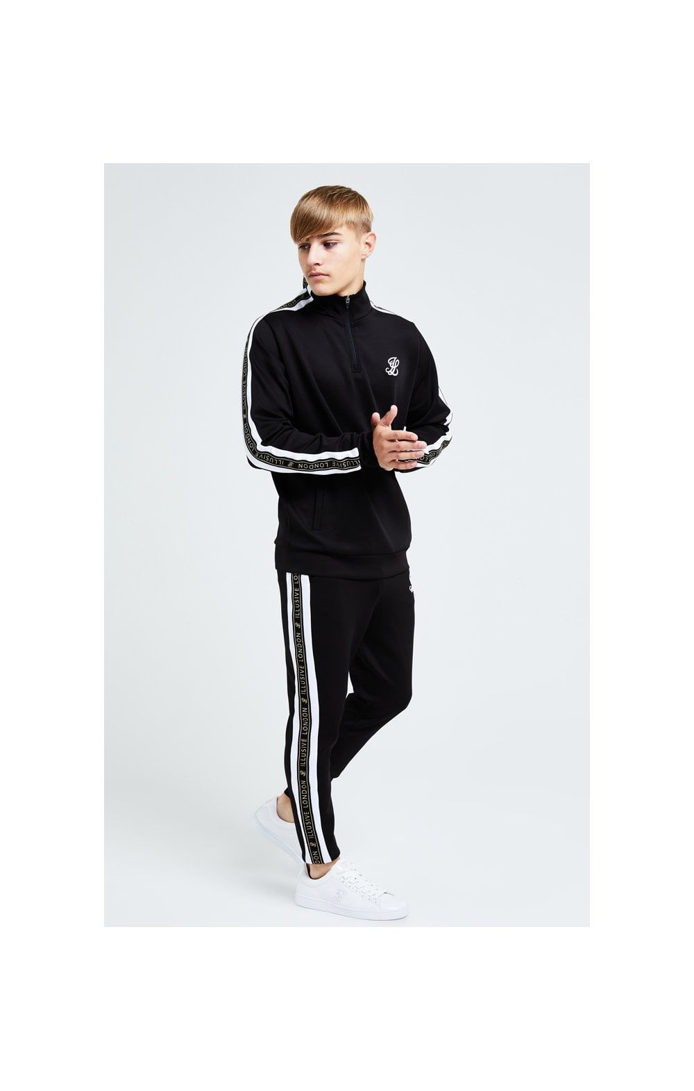 Illusive London Diverge 1/4 Zip Hoodie Black Gold & White sold by Siksilk product image thumbnail 4