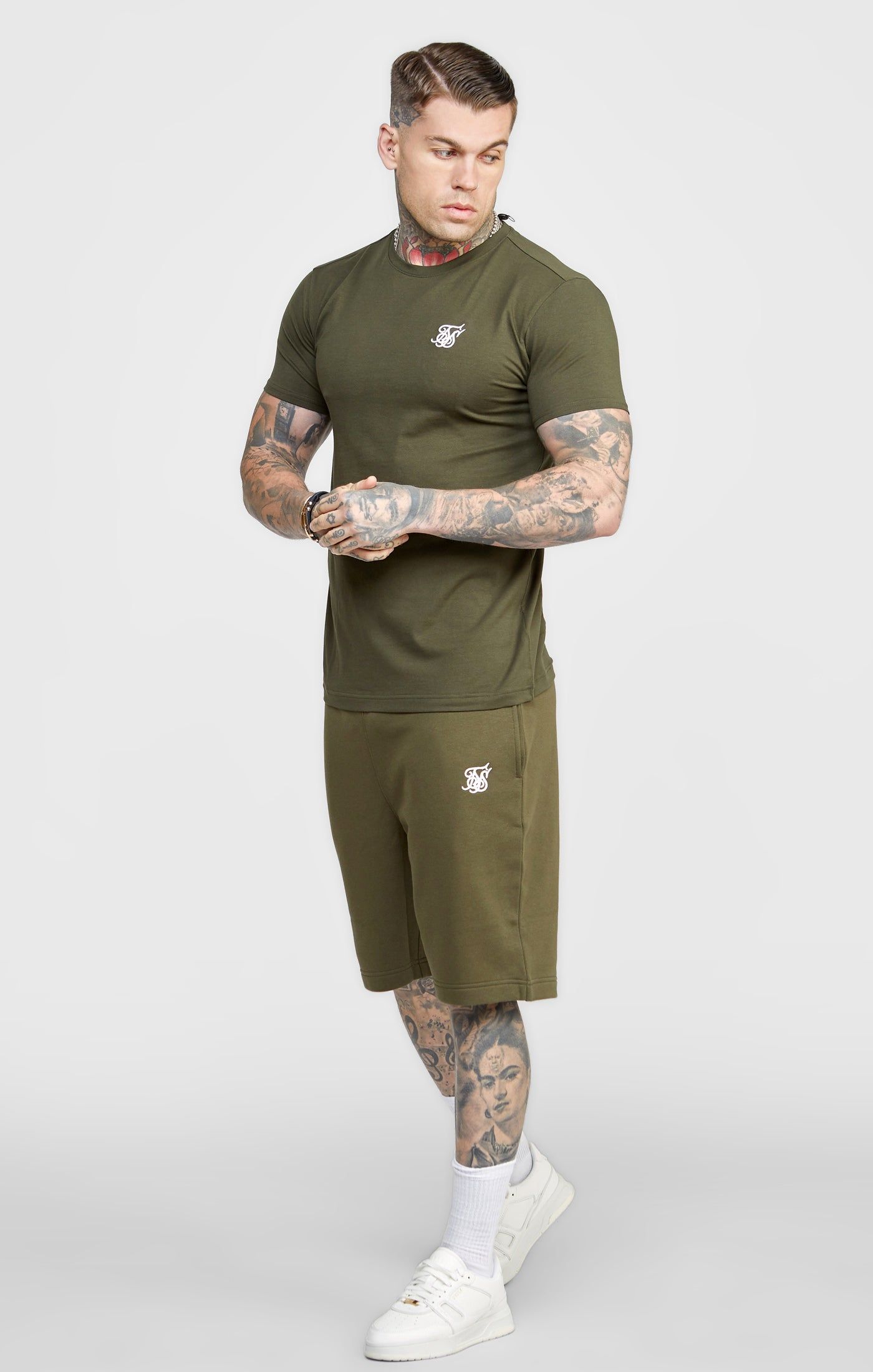 Khaki Essential Fleece Short sold by Siksilk product image thumbnail 3