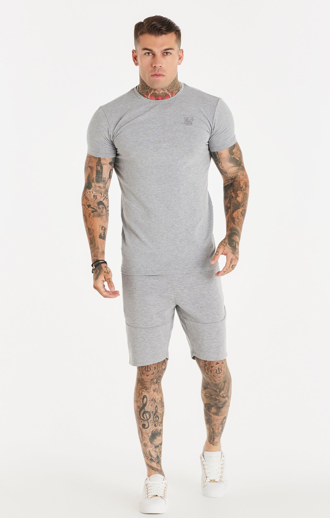 Grey Textured Muscle Fit T-Shirt sold by Siksilk product image thumbnail 3