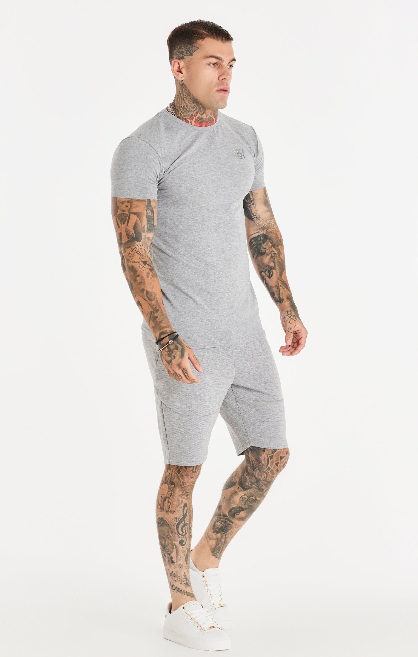 Grey Textured Muscle Fit T-Shirt sold by Siksilk product image thumbnail 4