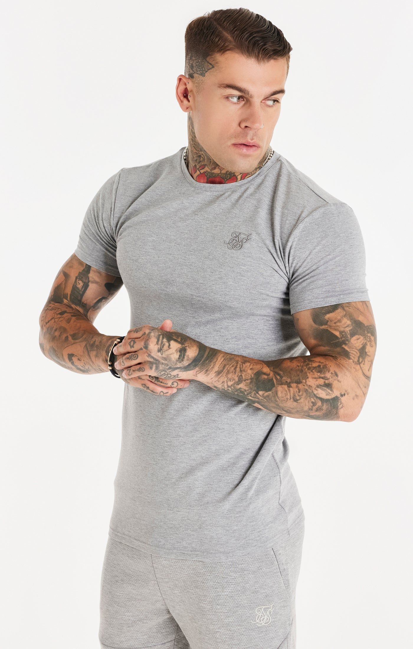 Grey Textured Muscle Fit T-Shirt sold by Siksilk