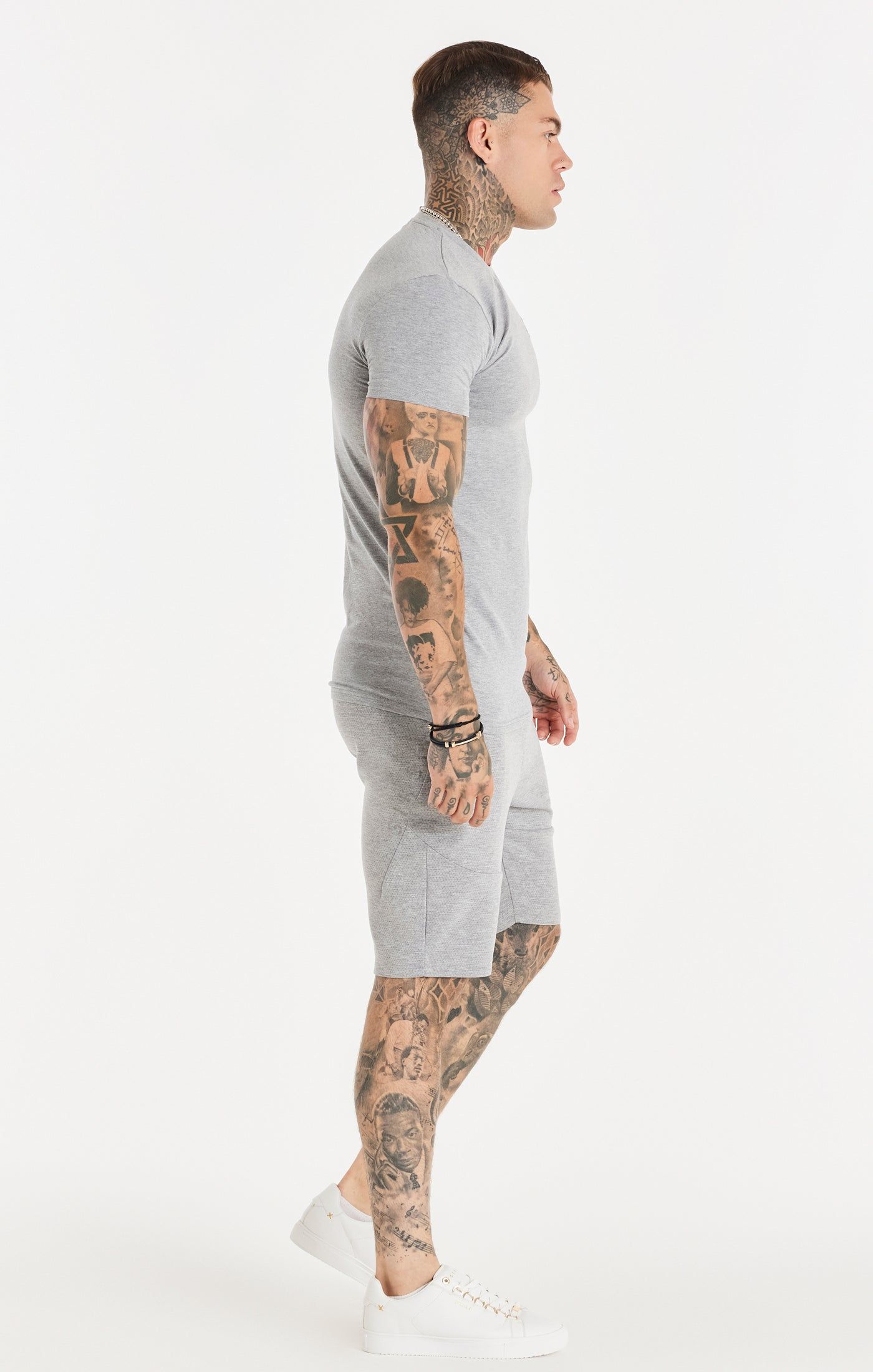 Grey Textured Muscle Fit T-Shirt sold by Siksilk product image thumbnail 5