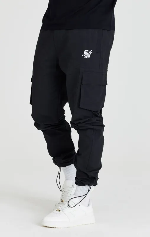 SikSilk Relaxed Toggle Cuff Cargo Pants - Washed Black sold by Siksilk