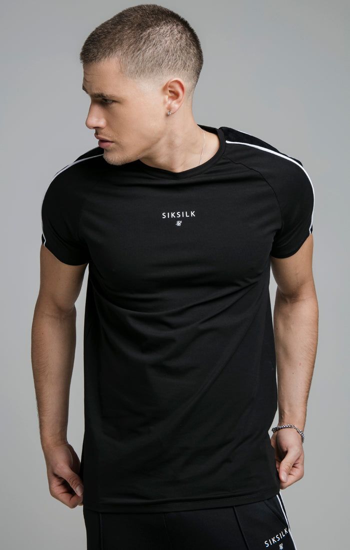 Black Raglan Muscle Fit T-Shirt sold by Siksilk