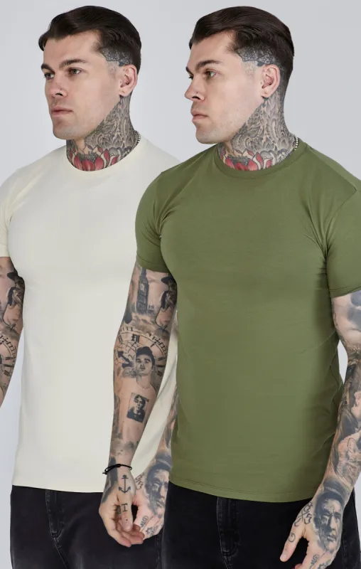 Beige Khaki Pack of 2 T-Shirts sold by Siksilk