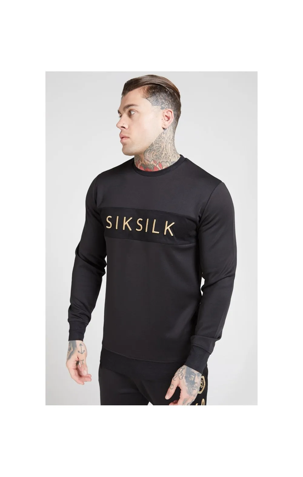 SikSilk Crew Sweat – Black & Gold sold by Siksilk