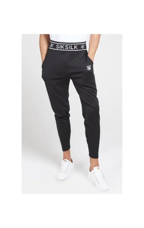 SikSilk Branded Rib Joggers – Black sold by Siksilk