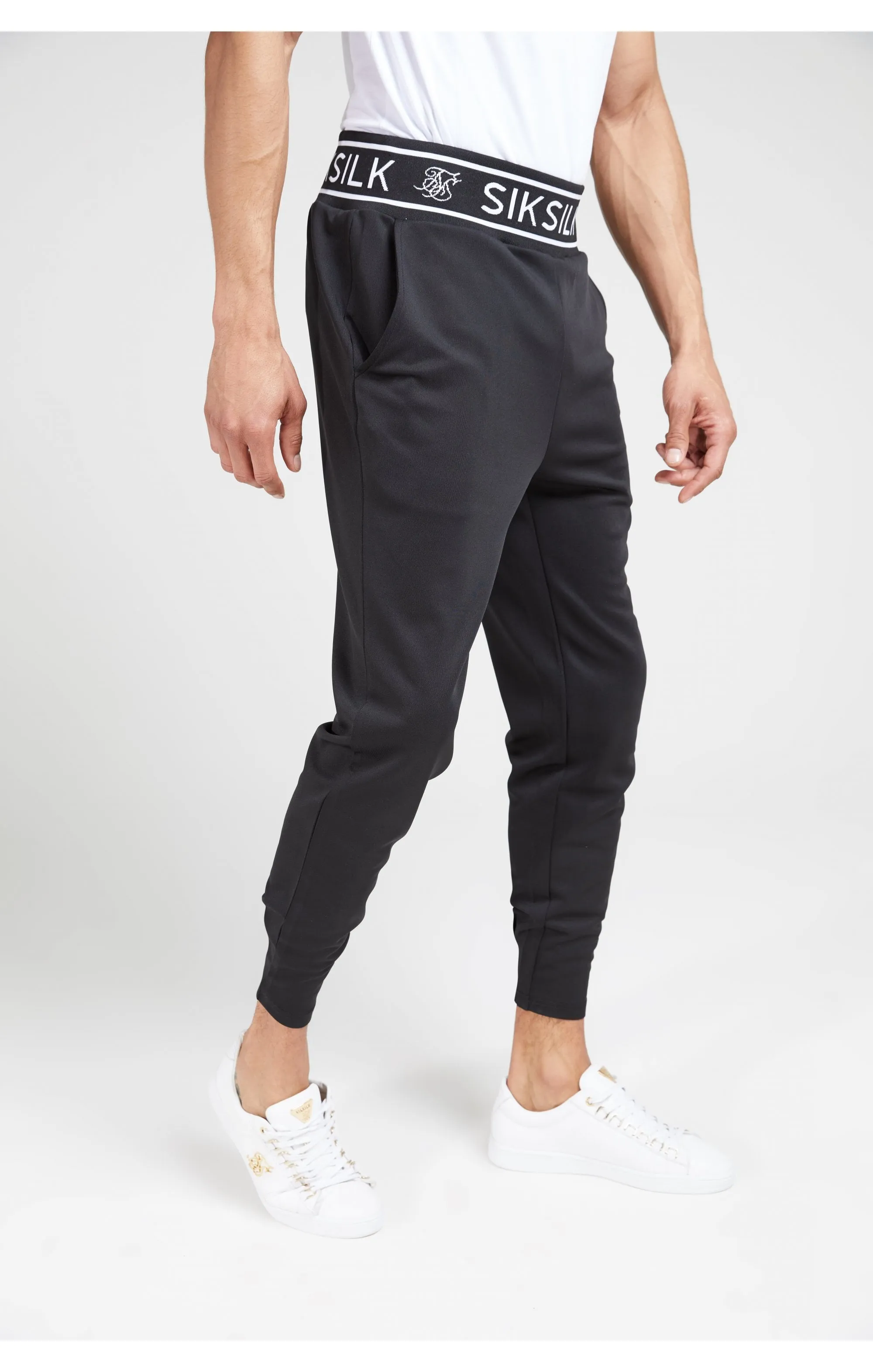SikSilk Branded Rib Joggers – Black sold by Siksilk product image thumbnail 3