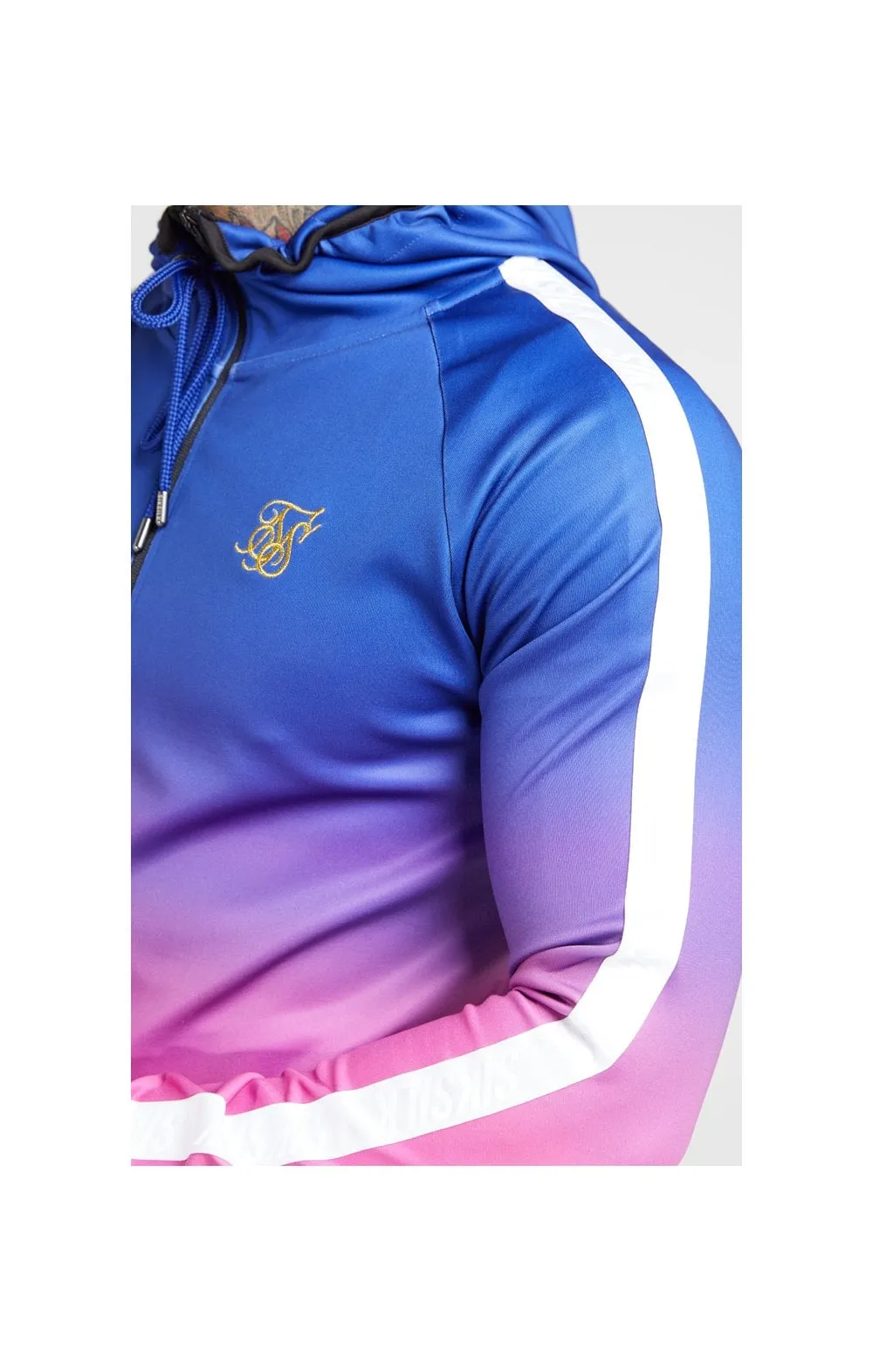 SikSilk Athlete Fade Zip Through Hoodie – Blue Neon sold by Siksilk