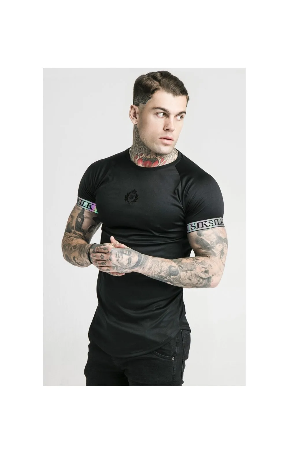SikSilk S/S Iridescent Tech Tee - Black sold by Siksilk