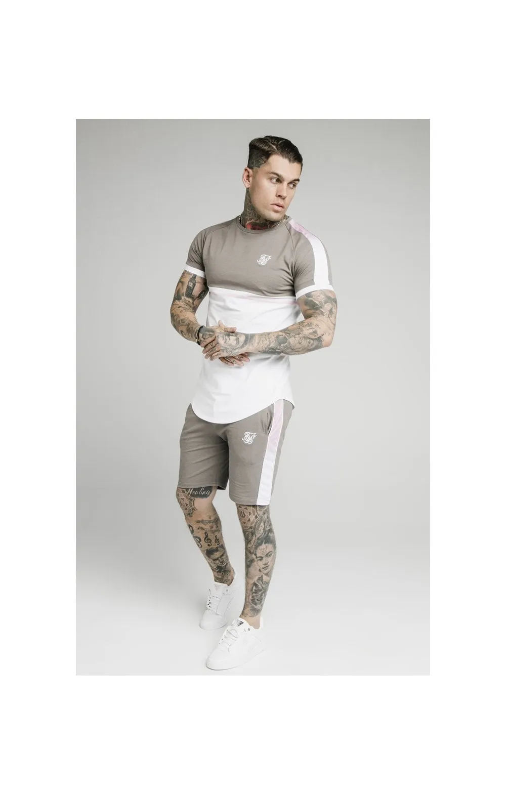 SikSilk S/S Fade Tee – White,Grey & Pink sold by Siksilk product image thumbnail 3