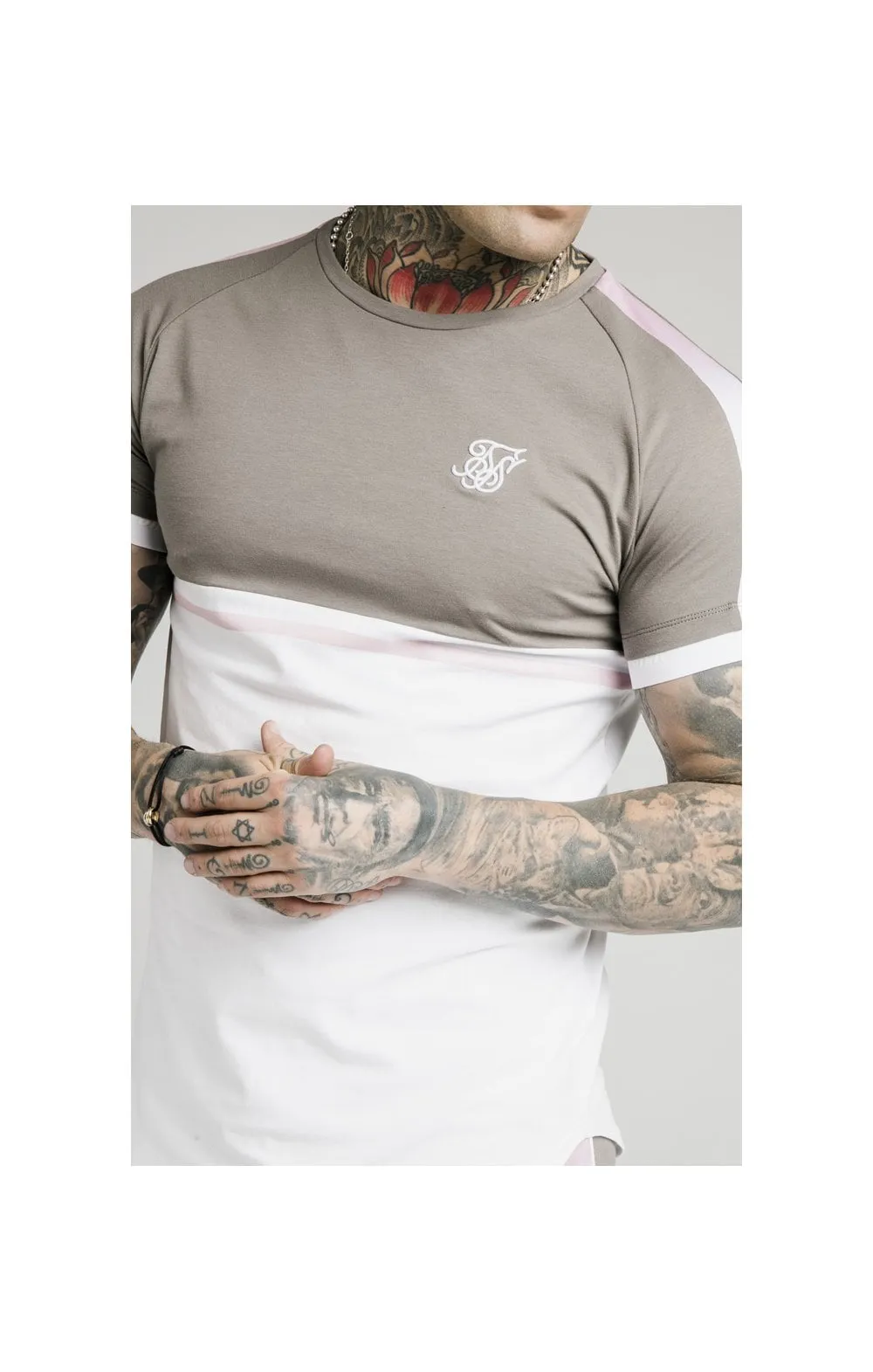SikSilk S/S Fade Tee – White,Grey & Pink sold by Siksilk product image thumbnail 2