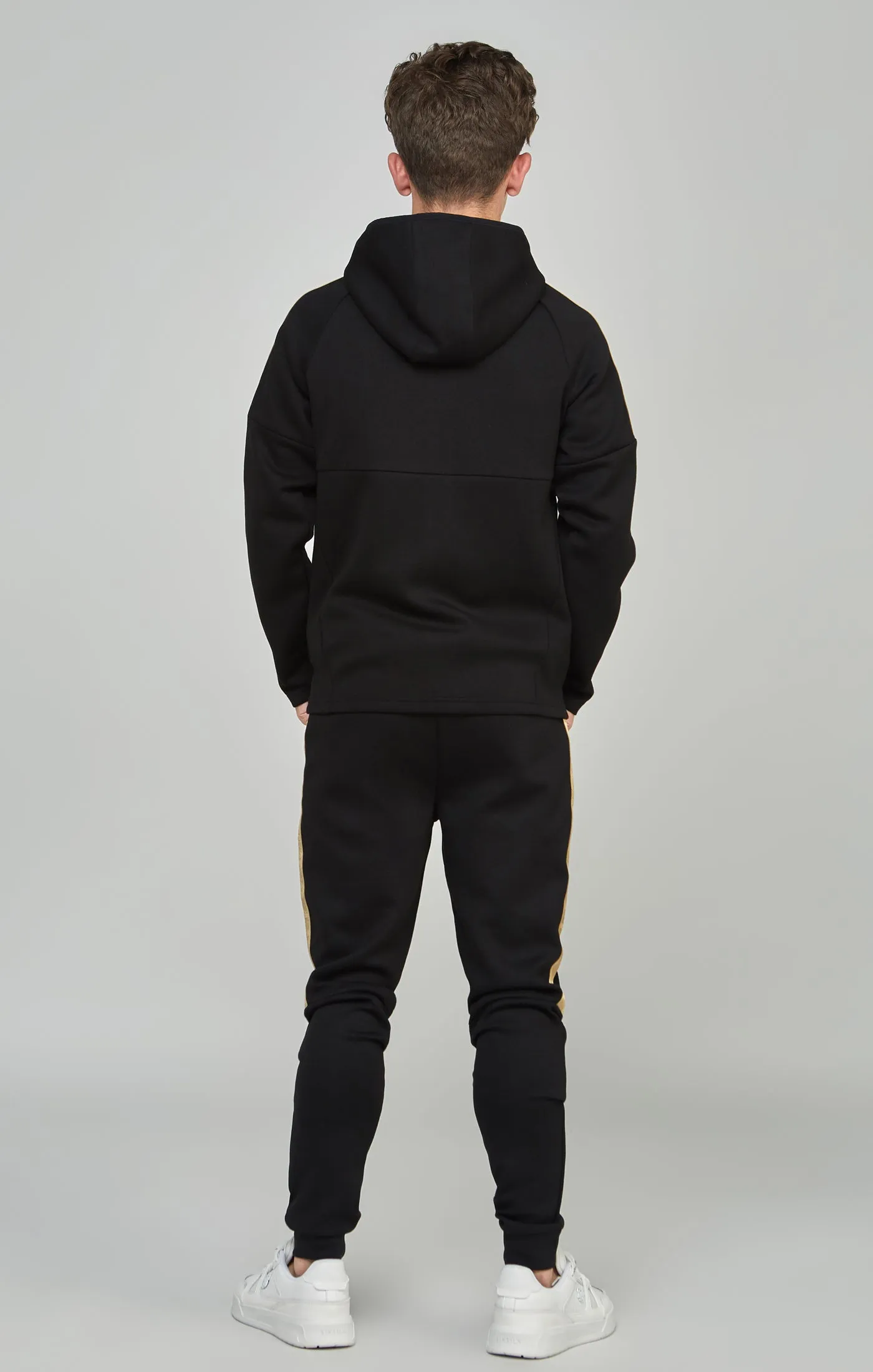 Boys Black Taped Zip Thru Hoodie sold by Siksilk product image thumbnail 5