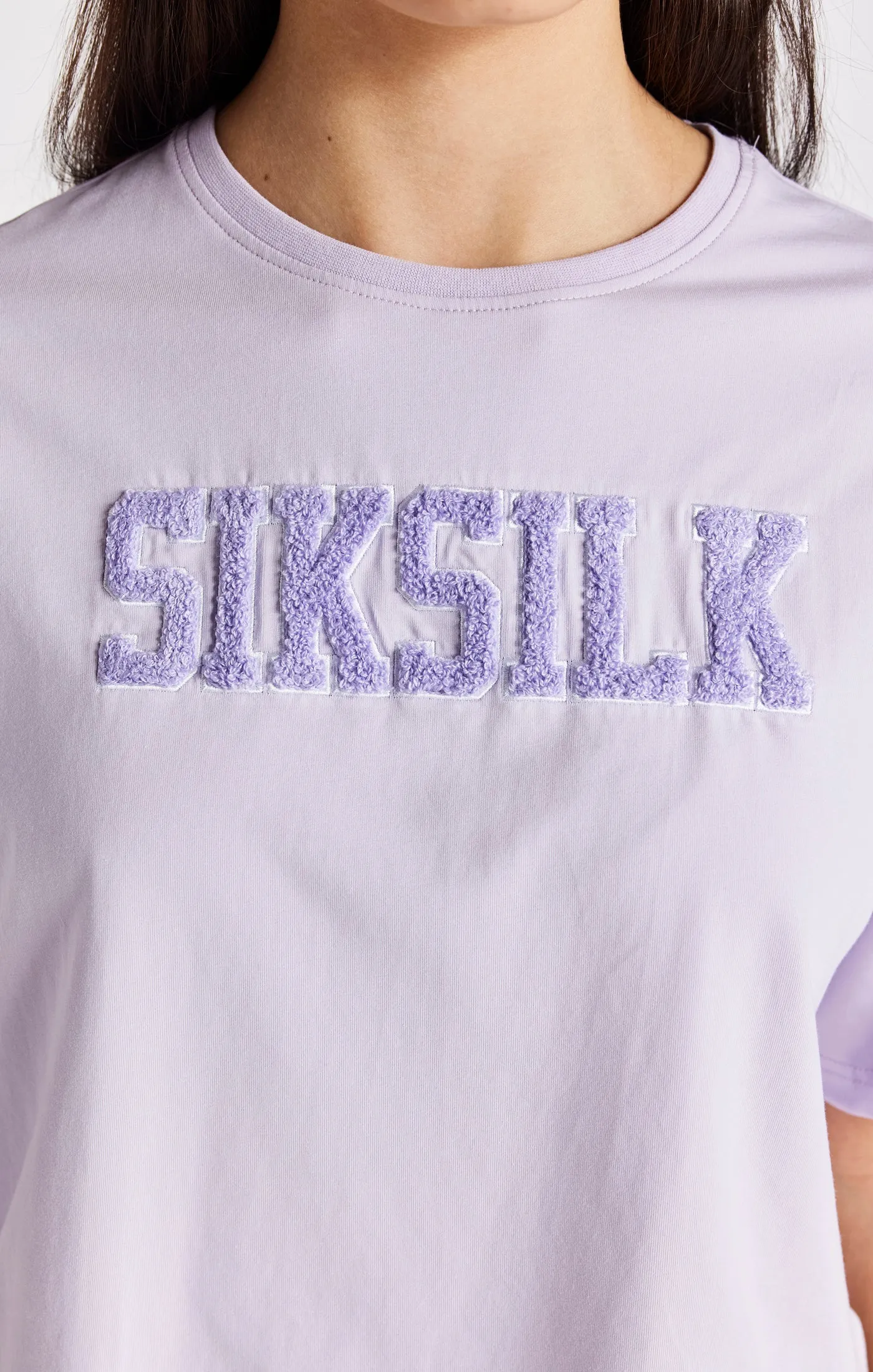 Girls Purple Varsity Logo Crop T-Shirt sold by Siksilk product image thumbnail 2