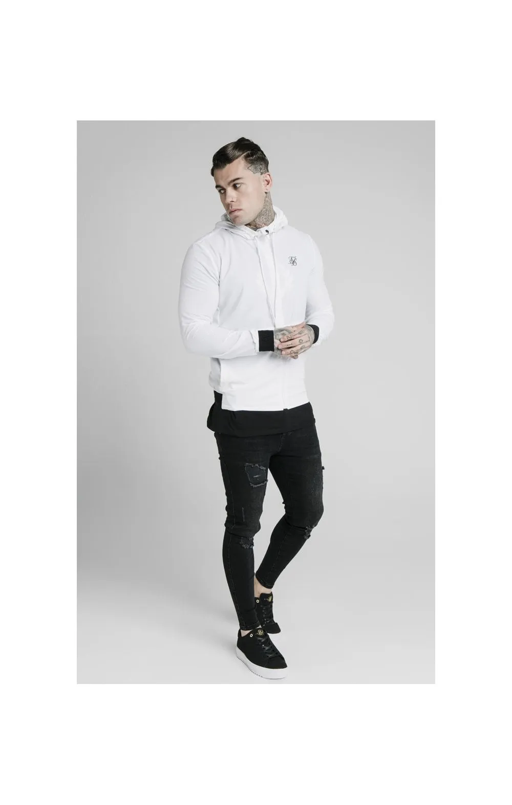 SikSilk Agility Poly Rib Zip Through Hoodie - White sold by Siksilk product image thumbnail 5