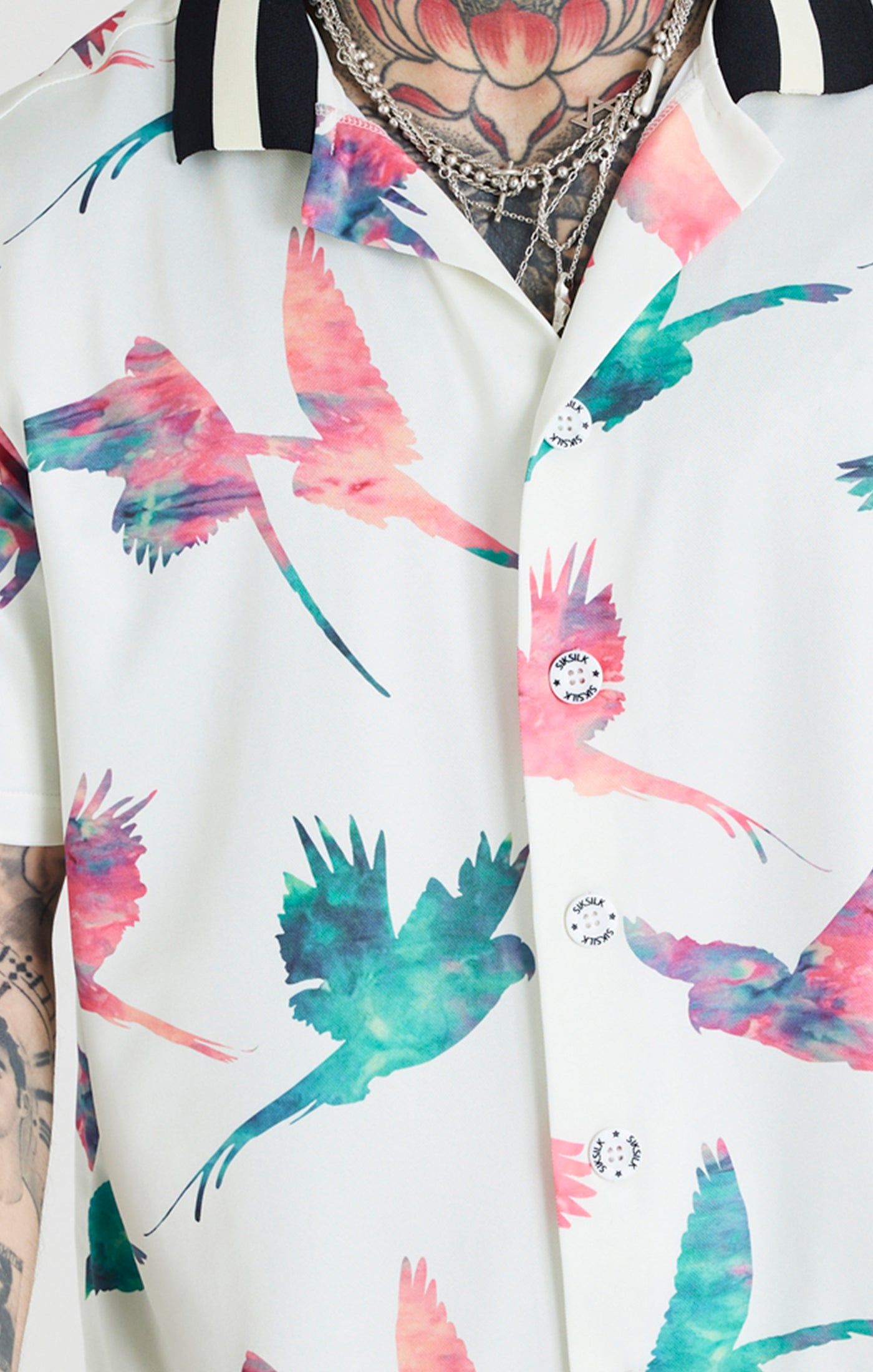 Ecru Print Bowling Shirt sold by Siksilk product image thumbnail 2