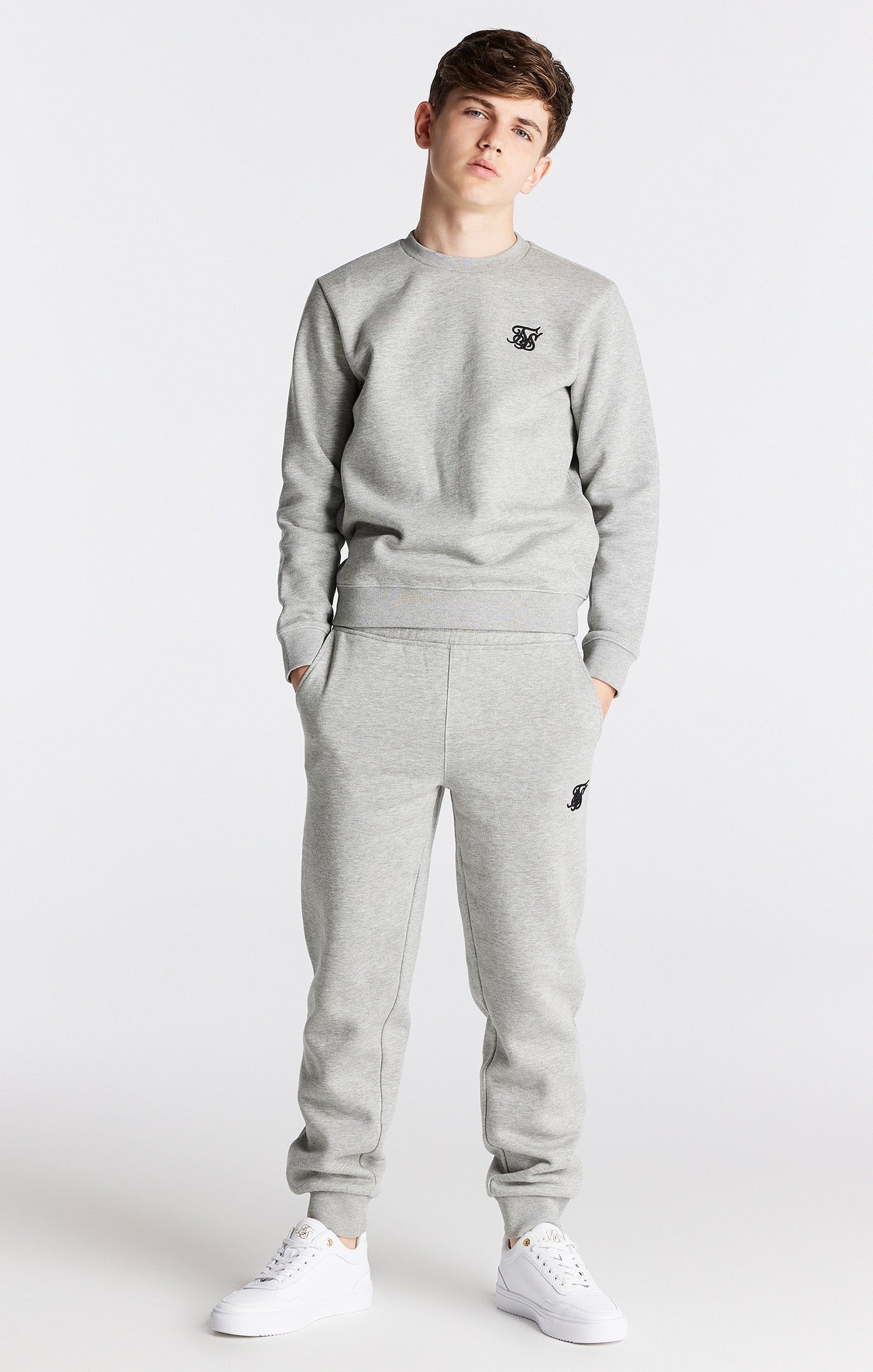 Boys Grey Marl Essentials Cuffed Jogger sold by Siksilk product image thumbnail 4