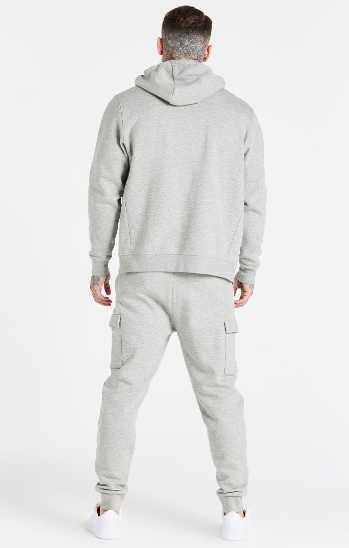 Grey Marl Essential Zip Through Funnel Neck Hoodie sold by Siksilk product image thumbnail 5