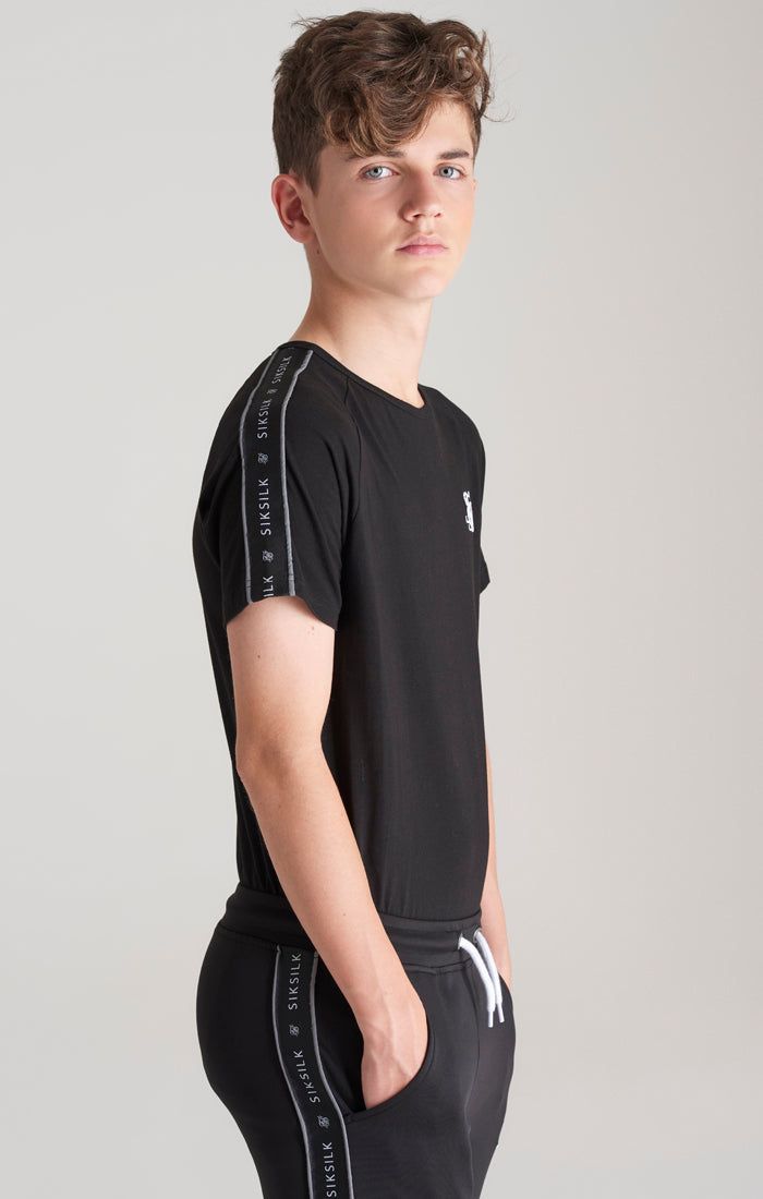 Boys Black Taped Raglan T-Shirt sold by Siksilk