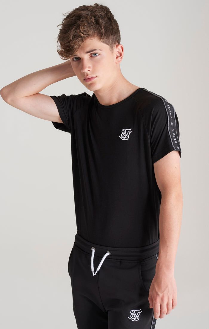 Boys Black Taped Raglan T-Shirt sold by Siksilk product image thumbnail 2