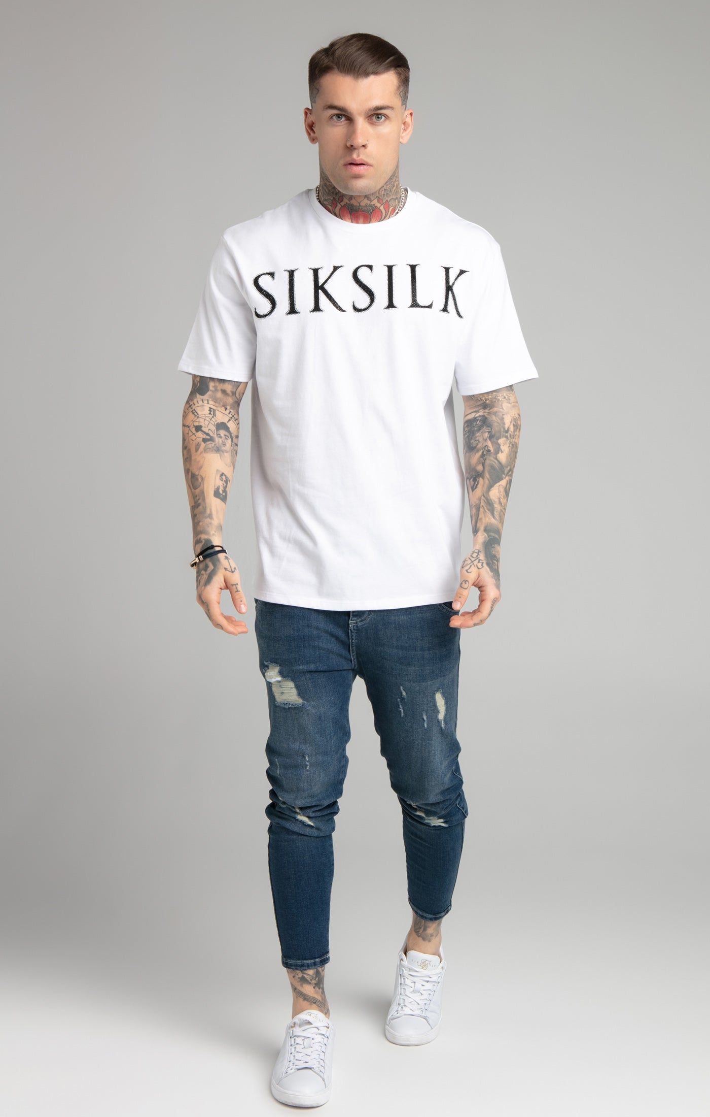 White Rhinestone Oversized T-Shirt sold by Siksilk product image thumbnail 3