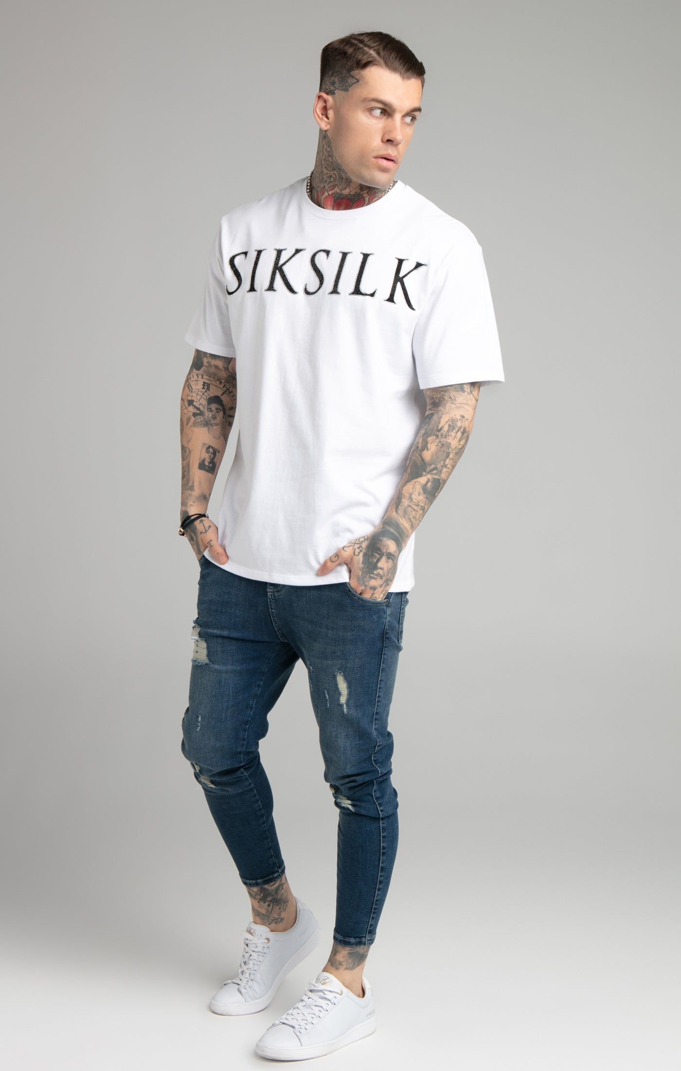 White Rhinestone Oversized T-Shirt sold by Siksilk product image thumbnail 4
