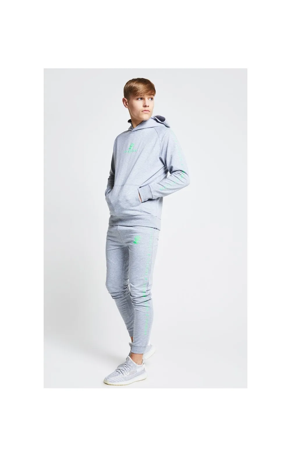 Illusive London Tape Cuffed Joggers - Grey & Neon Green sold by Siksilk product image thumbnail 4