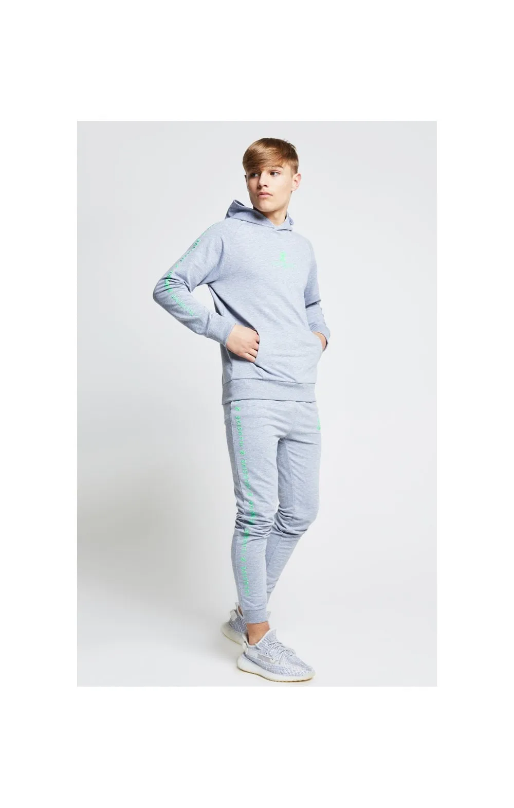 Illusive London Tape Cuffed Joggers - Grey & Neon Green sold by Siksilk product image thumbnail 5