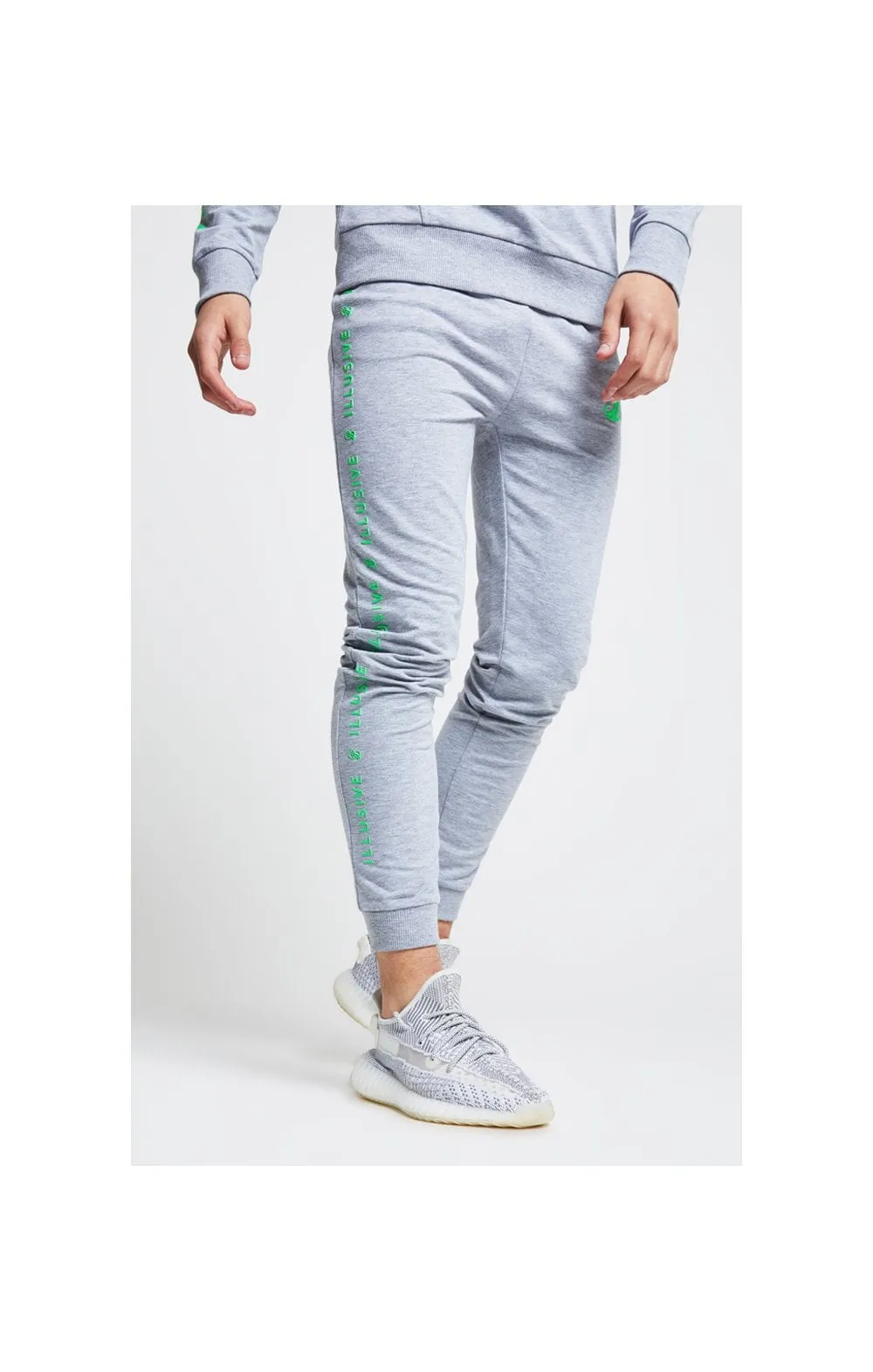 Illusive London Tape Cuffed Joggers - Grey & Neon Green sold by Siksilk product image thumbnail 2
