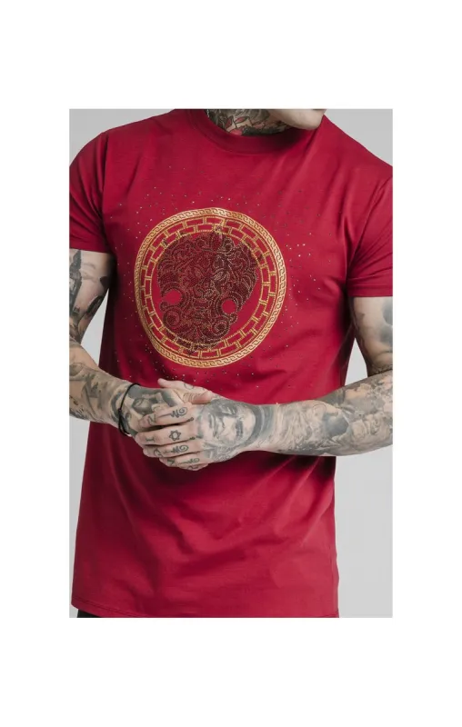 SikSilk Rhinestone Lion Tee - Deep Red sold by Siksilk