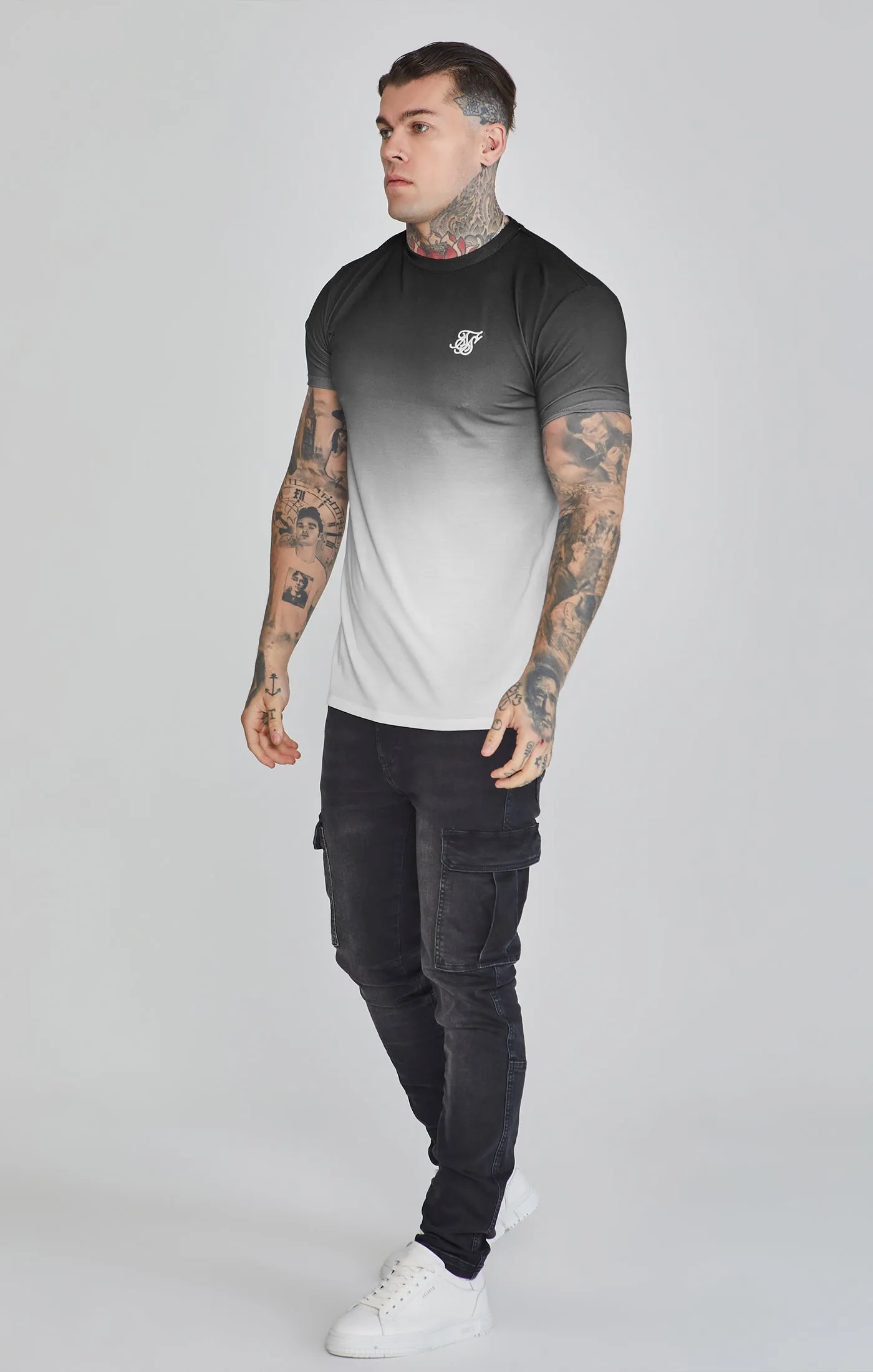 Black Grey Fade T-Shirt sold by Siksilk product image thumbnail 4
