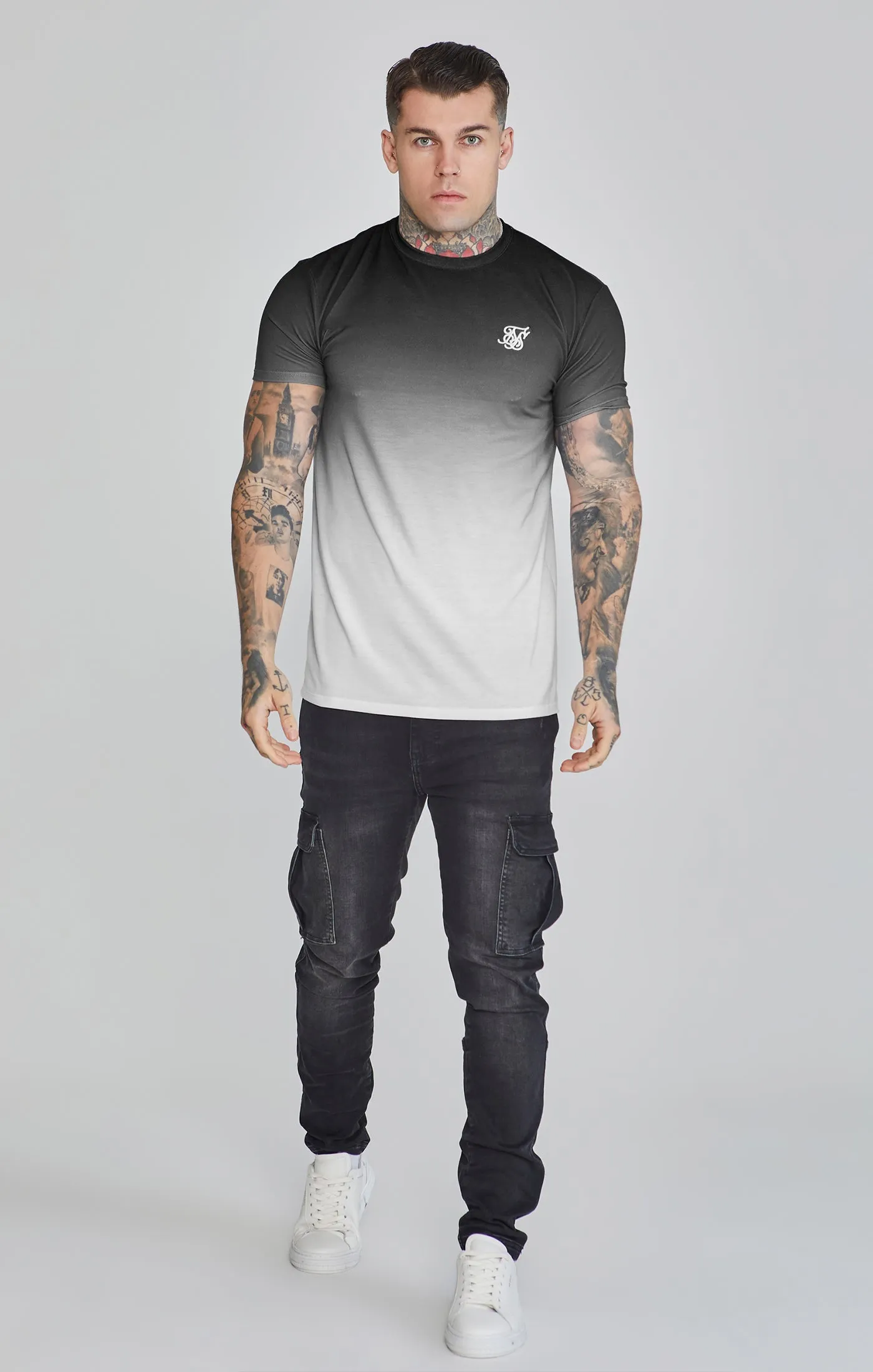 Black Grey Fade T-Shirt sold by Siksilk product image thumbnail 2