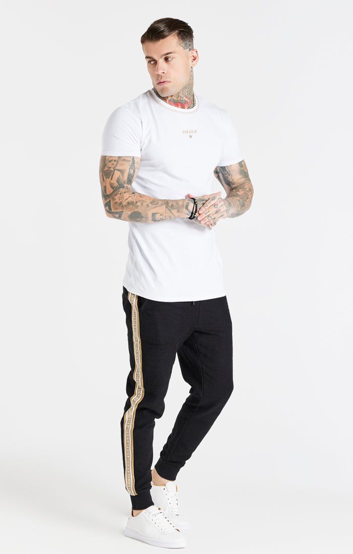 White Cover Stitch Muscle Fit T-Shirt sold by Siksilk product image thumbnail 4