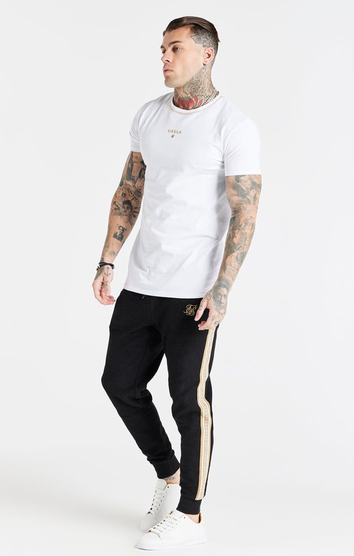 White Cover Stitch Muscle Fit T-Shirt sold by Siksilk product image thumbnail 5