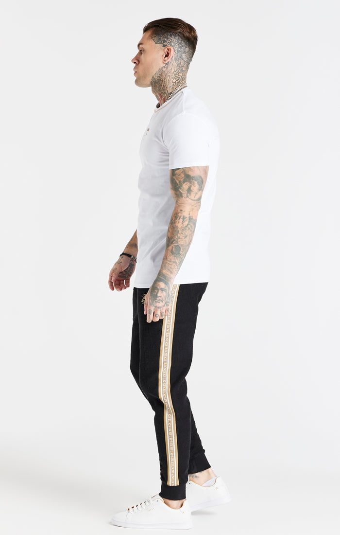 White Cover Stitch Muscle Fit T-Shirt sold by Siksilk product image thumbnail 6