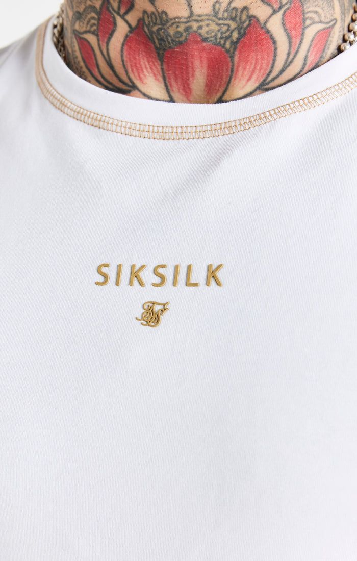White Cover Stitch Muscle Fit T-Shirt sold by Siksilk product image thumbnail 3