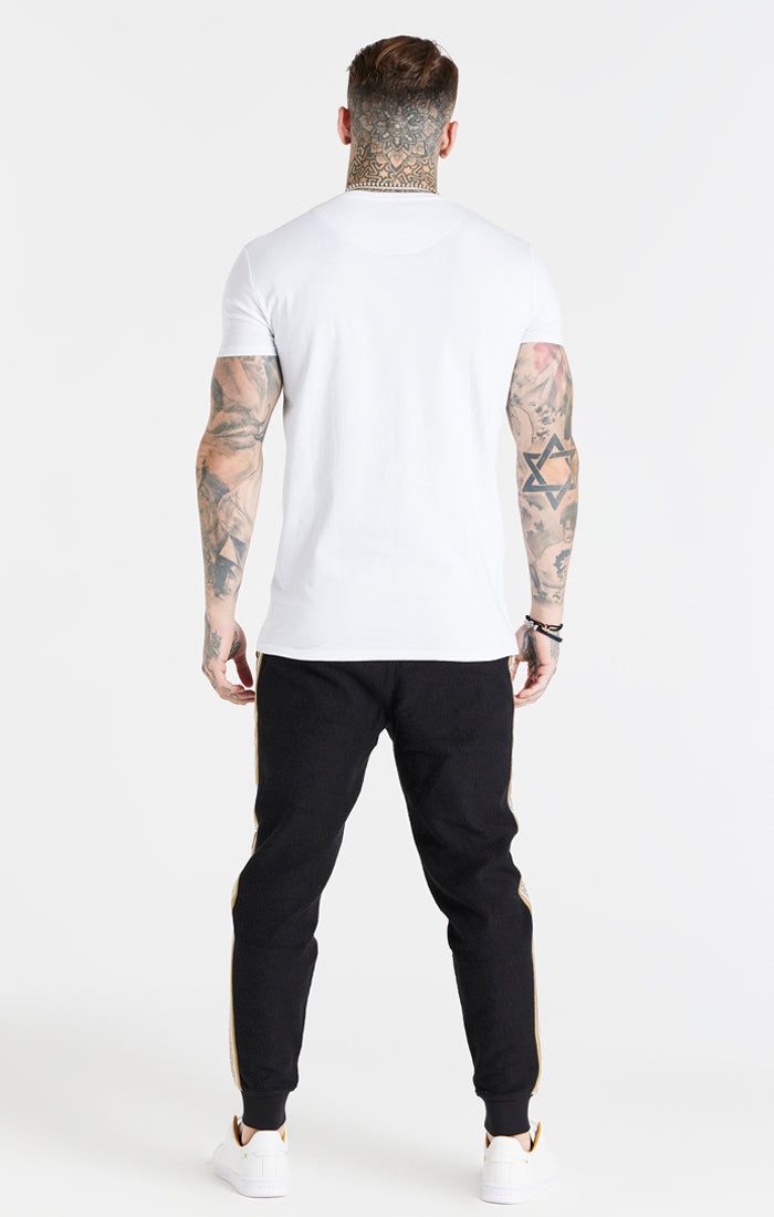 White Cover Stitch Muscle Fit T-Shirt sold by Siksilk product image thumbnail 7