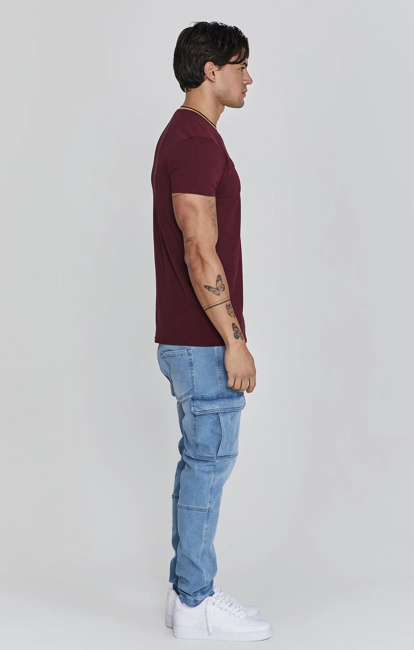 Burgundy Muscle Fit T-Shirt sold by Siksilk product image thumbnail 4