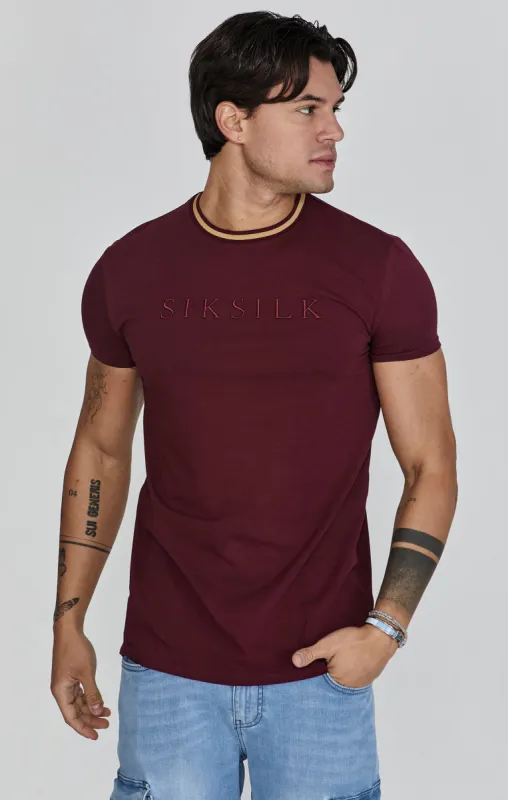 Burgundy Muscle Fit T-Shirt sold by Siksilk