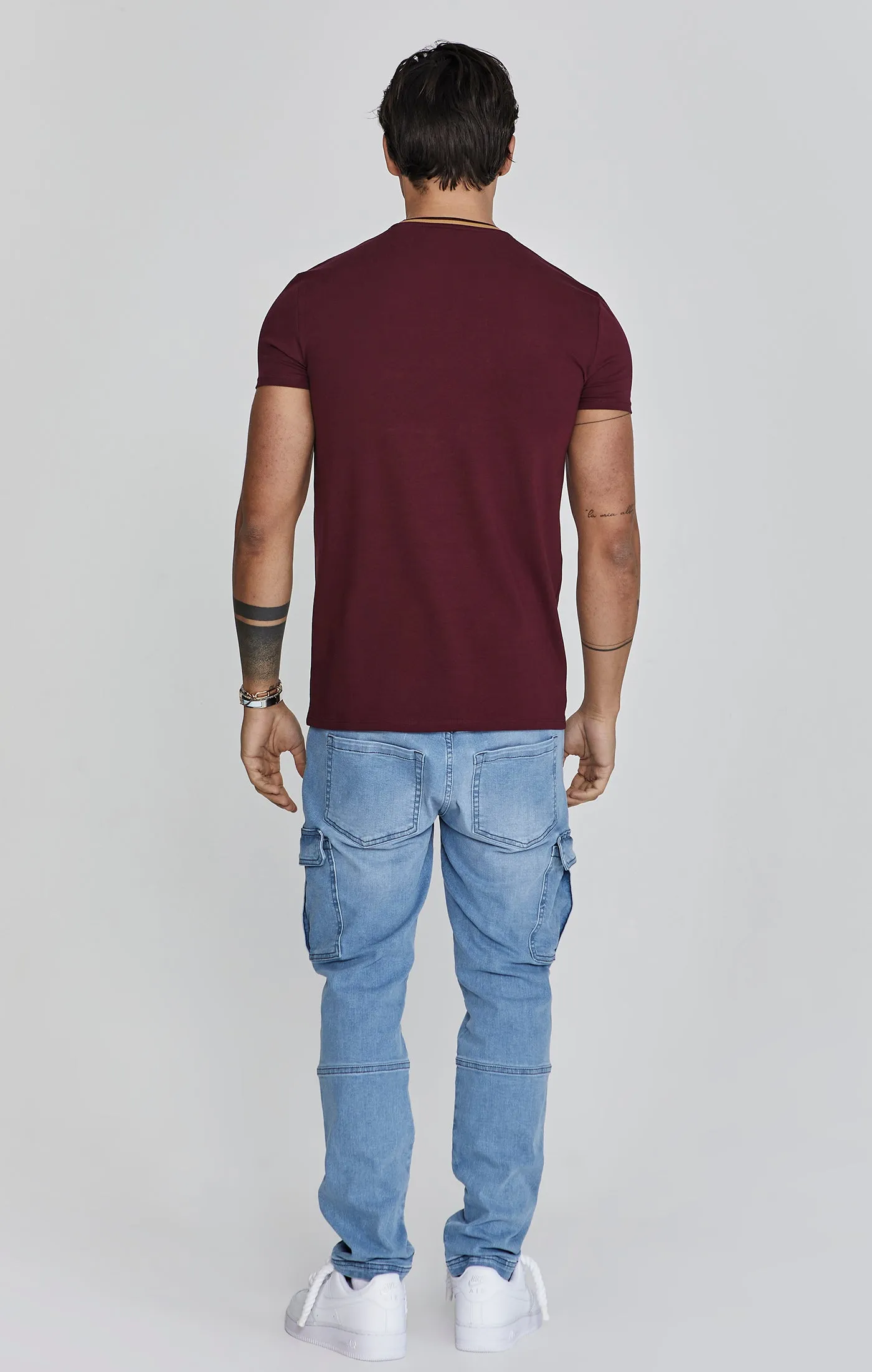 Burgundy Muscle Fit T-Shirt sold by Siksilk product image thumbnail 5