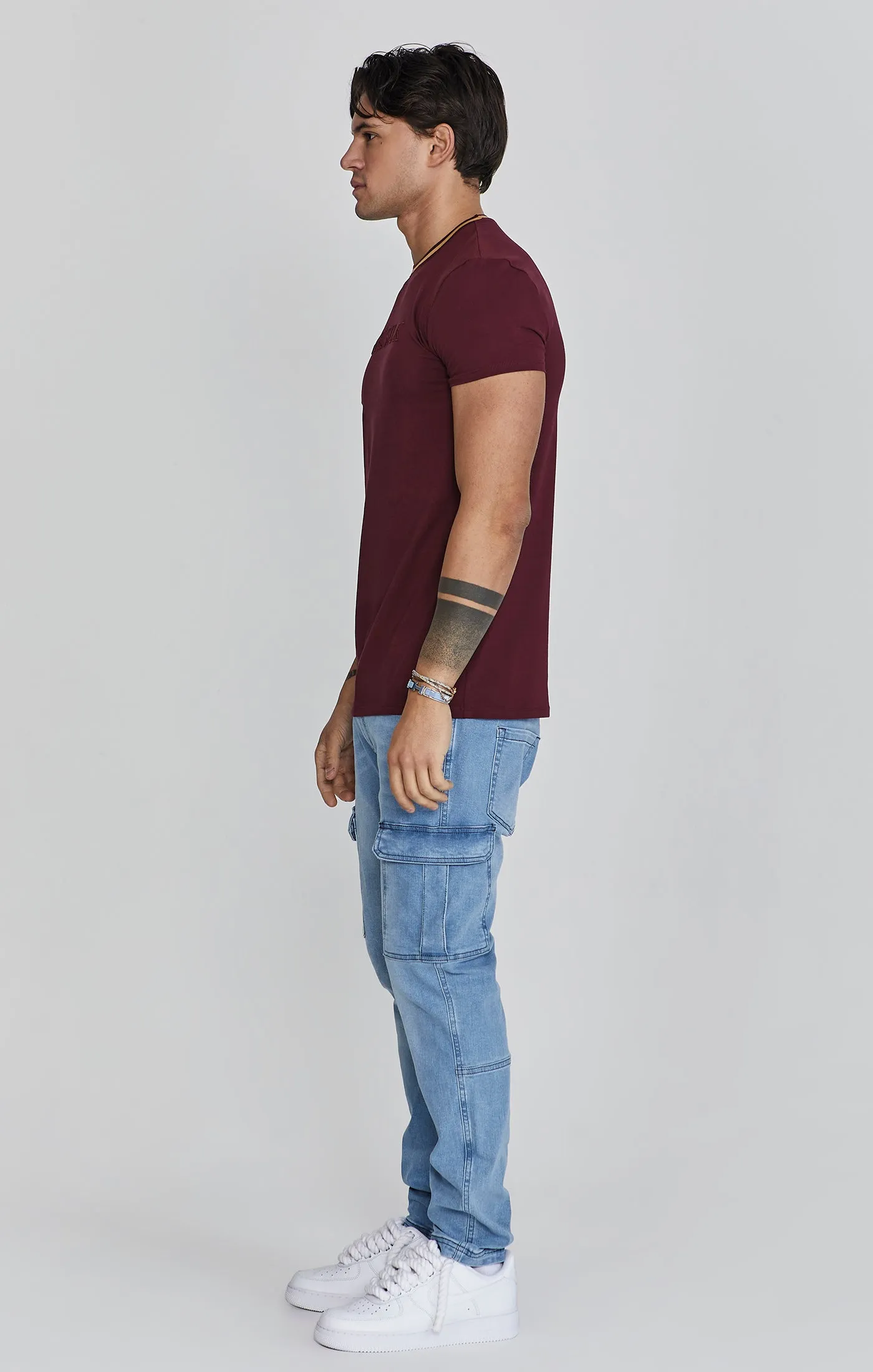 Burgundy Muscle Fit T-Shirt sold by Siksilk product image thumbnail 2
