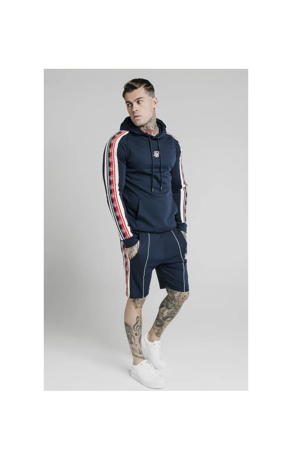 SikSilk Retro Tape Overhead Hoodie - Navy sold by Siksilk product image thumbnail 5