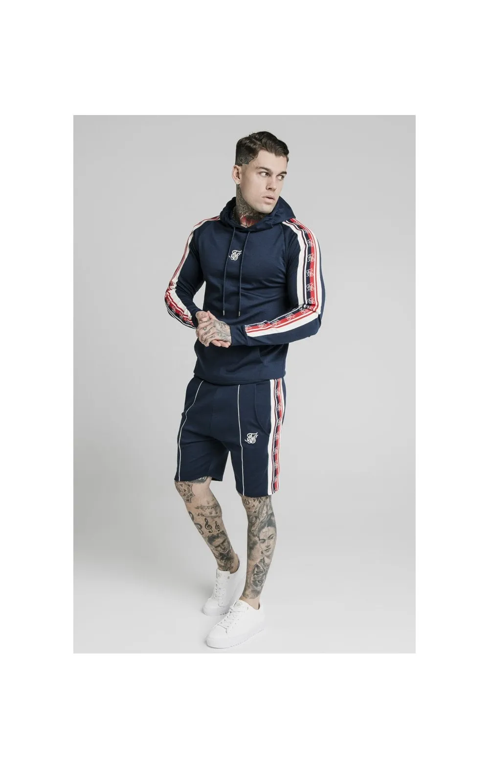 SikSilk Retro Tape Overhead Hoodie - Navy sold by Siksilk