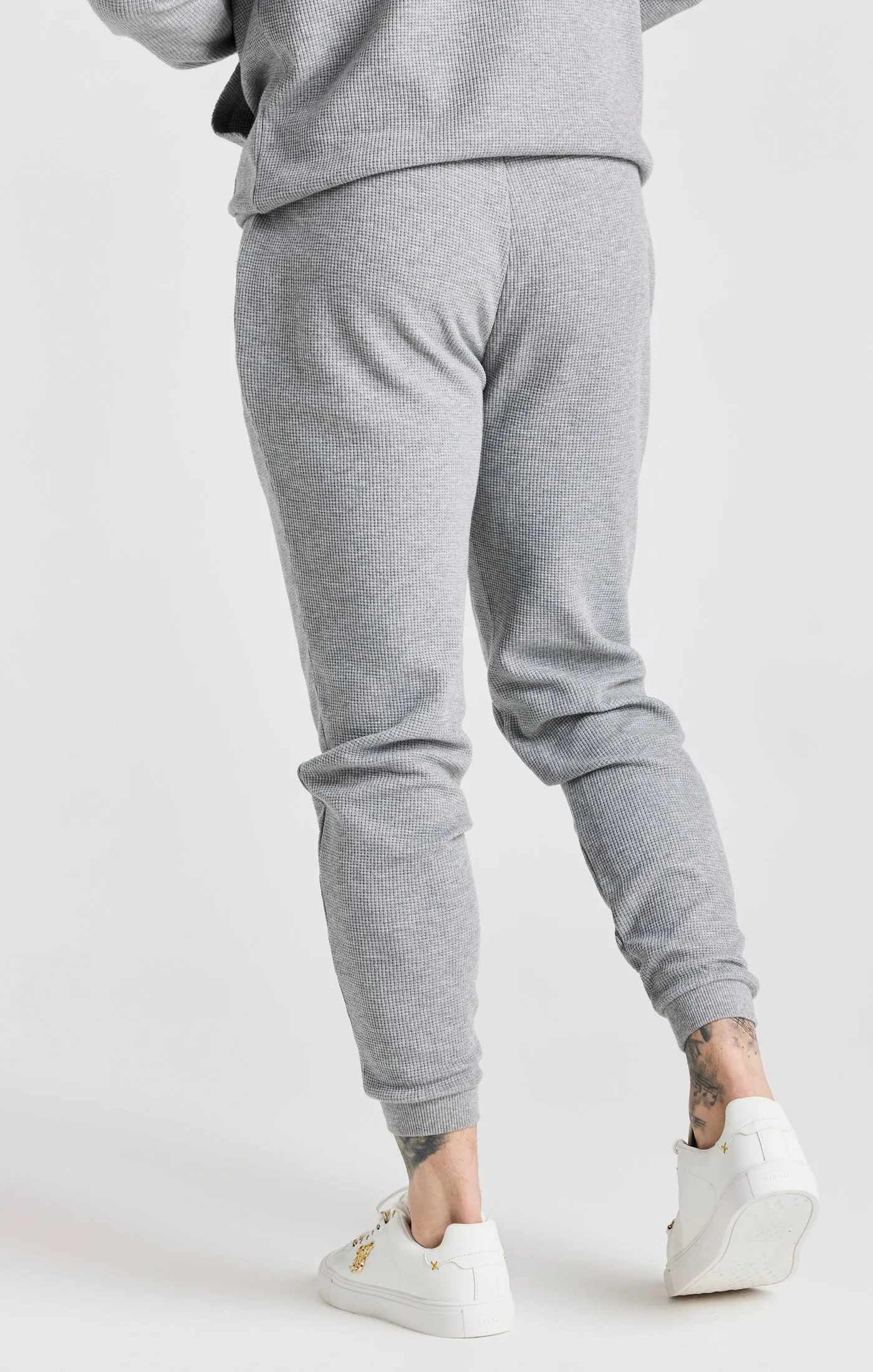 Grey Marl Waffle Muscle Fit Jogger sold by Siksilk product image thumbnail 4